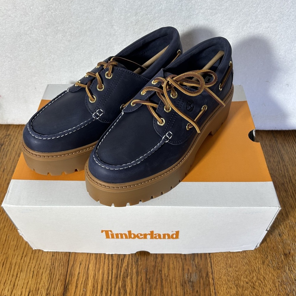 Timberland Womens Size 10 Suede Dark Blue Stone Street Boat Shoes
